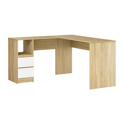 Artiss Computer Desk Drawer Cabinet L-Shape Oak 136CM FURNI-B-DESK-L-002-WD-AB