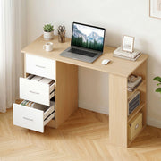 Artiss Computer Desk Drawer Shelf Oak White 120CM
