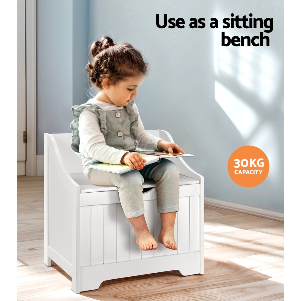 Keezi Kids Toy Box Chest Children Storage Clothes Toys Organiser Square FURNI-B-TOY-SQUARE-WH