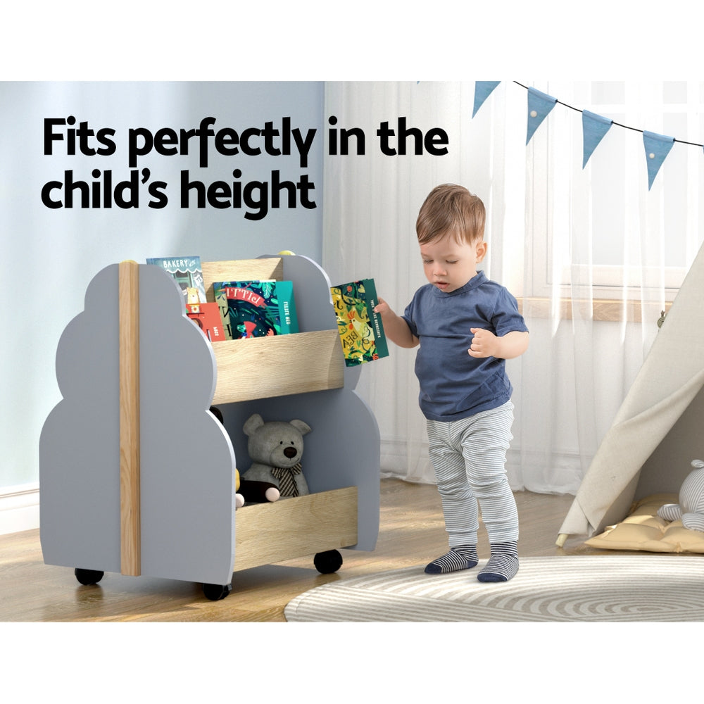 Keezi Kids Toy Box Bookshelf Storage Bookcase Organiser Display Shelf FURNI-B-TOY-TREE-GR