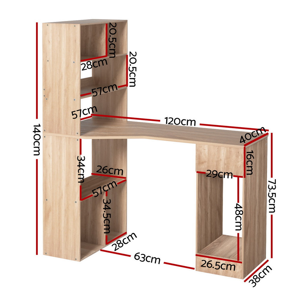 Artiss Computer Desk Bookshelf Drawer Cabinet Oak 120CM FURNI-B-WM120-WD-AB