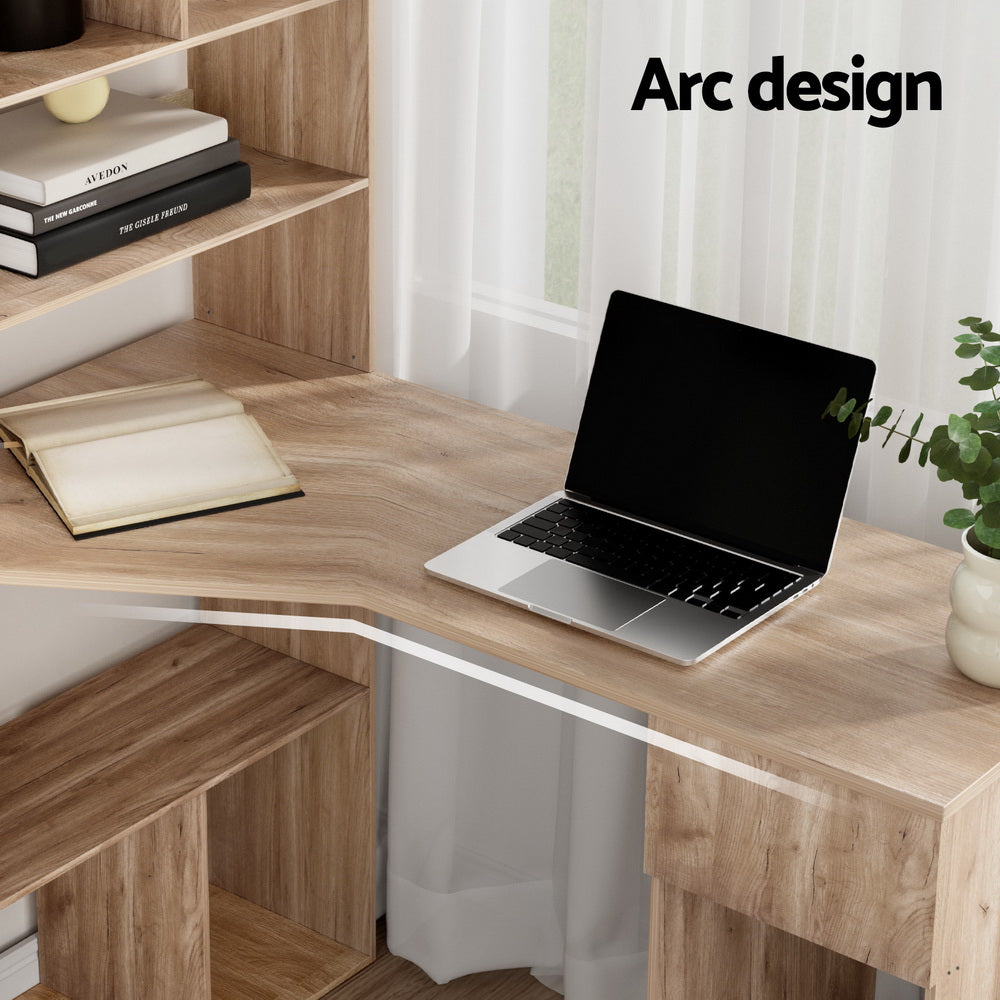 Artiss Computer Desk Bookshelf Drawer Cabinet Oak 120CM FURNI-B-WM120-WD-AB