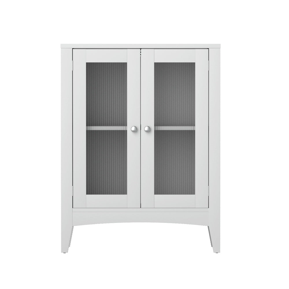 Artiss Bathroom Storage Cabinet 80cm Buffet Sideboard Floor Cupboard Toilet Glass White FURNI-C-BATH-CAB01-WH