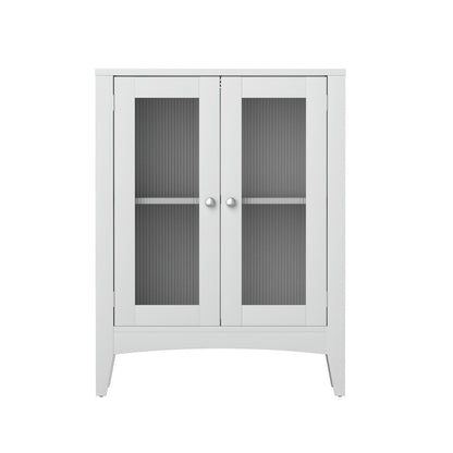 Artiss Bathroom Storage Cabinet 80cm Buffet Sideboard Floor Cupboard Toilet Glass White FURNI-C-BATH-CAB01-WH