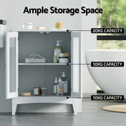Artiss Bathroom Storage Cabinet 80cm Buffet Sideboard Floor Cupboard Toilet Glass White FURNI-C-BATH-CAB01-WH