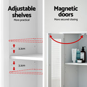 Artiss Bathroom Storage Cabinet 80cm Buffet Sideboard Floor Cupboard Toilet Glass White FURNI-C-BATH-CAB01-WH