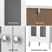 Artiss Bathroom Storage Cabinet 80cm Buffet Sideboard Floor Cupboard Toilet Glass White FURNI-C-BATH-CAB01-WH