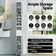 Artiss Bathroom Storage Cabinet 180cm Tall Slim Floor Cupboard Toilet Narrow Linen Tower FURNI-C-BATH-TB01-WH