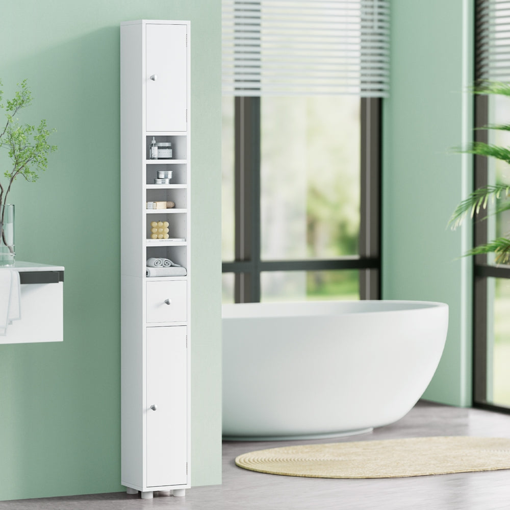 Artiss Bathroom Storage Cabinet 180cm Tall Slim Floor Cupboard Toilet Narrow Linen Tower FURNI-C-BATH-TB01-WH