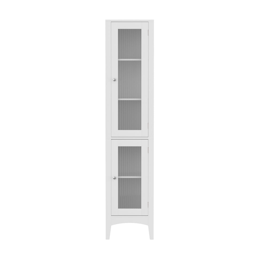 Artiss Bathroom Storage Cabinet 160cm Tall Slim Floor Cupboard Toilet Glass Door White FURNI-C-BATH-TB02-WH