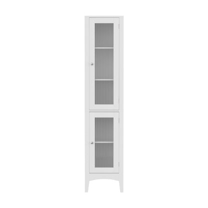 Artiss Bathroom Storage Cabinet 160cm Tall Slim Floor Cupboard Toilet Glass Door White FURNI-C-BATH-TB02-WH