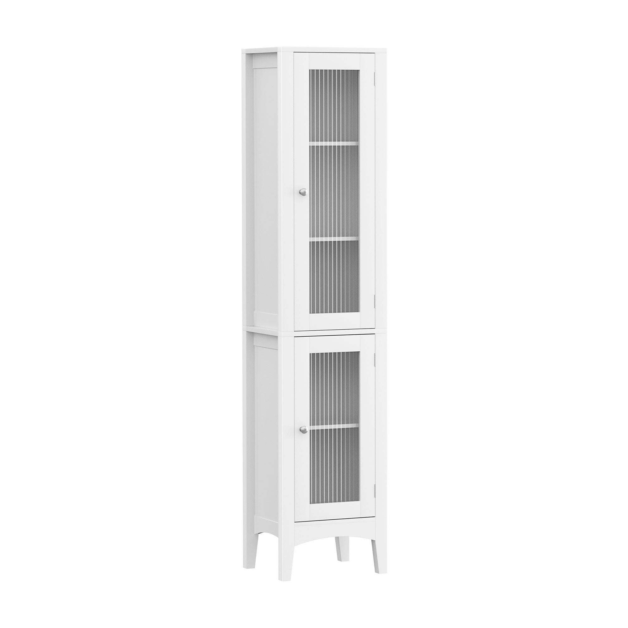 Artiss 2X Bathroom Storage Cabinet 160cm Tall Slim Floor Cupboard Toilet Glass Door White FURNI-C-BATH-TB02-WHX2