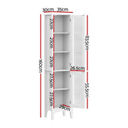 Artiss 2X Bathroom Storage Cabinet 160cm Tall Slim Floor Cupboard Toilet Glass Door White FURNI-C-BATH-TB02-WHX2