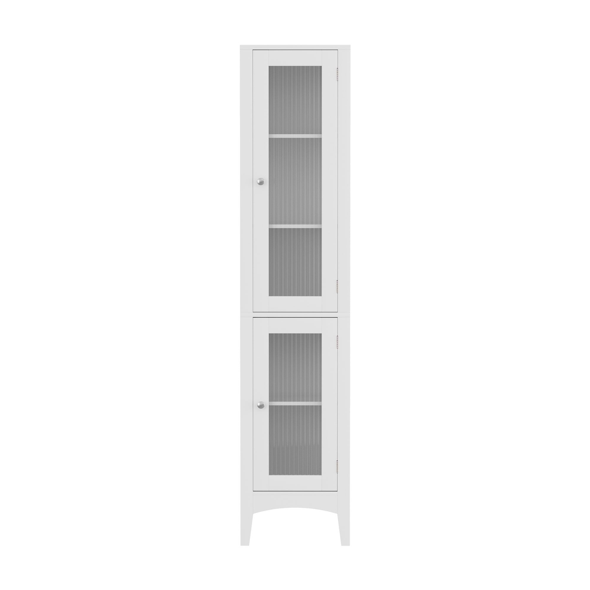 Artiss 2X Bathroom Storage Cabinet 160cm Tall Slim Floor Cupboard Toilet Glass Door White FURNI-C-BATH-TB02-WHX2
