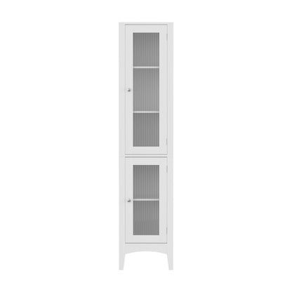 Artiss 2X Bathroom Storage Cabinet 160cm Tall Slim Floor Cupboard Toilet Glass Door White FURNI-C-BATH-TB02-WHX2