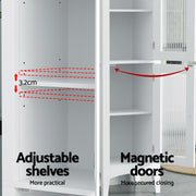 Artiss 2X Bathroom Storage Cabinet 160cm Tall Slim Floor Cupboard Toilet Glass Door White FURNI-C-BATH-TB02-WHX2