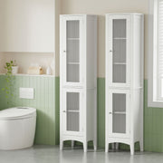 Artiss 2X Bathroom Storage Cabinet 160cm Tall Slim Floor Cupboard Toilet Glass Door White FURNI-C-BATH-TB02-WHX2