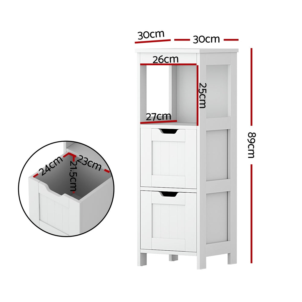 Artiss Bathroom Storage Cabinet 89cm Floor Toilet Drawer Bedroom Organizer Standing White FURNI-C-BATH-TB03-WH