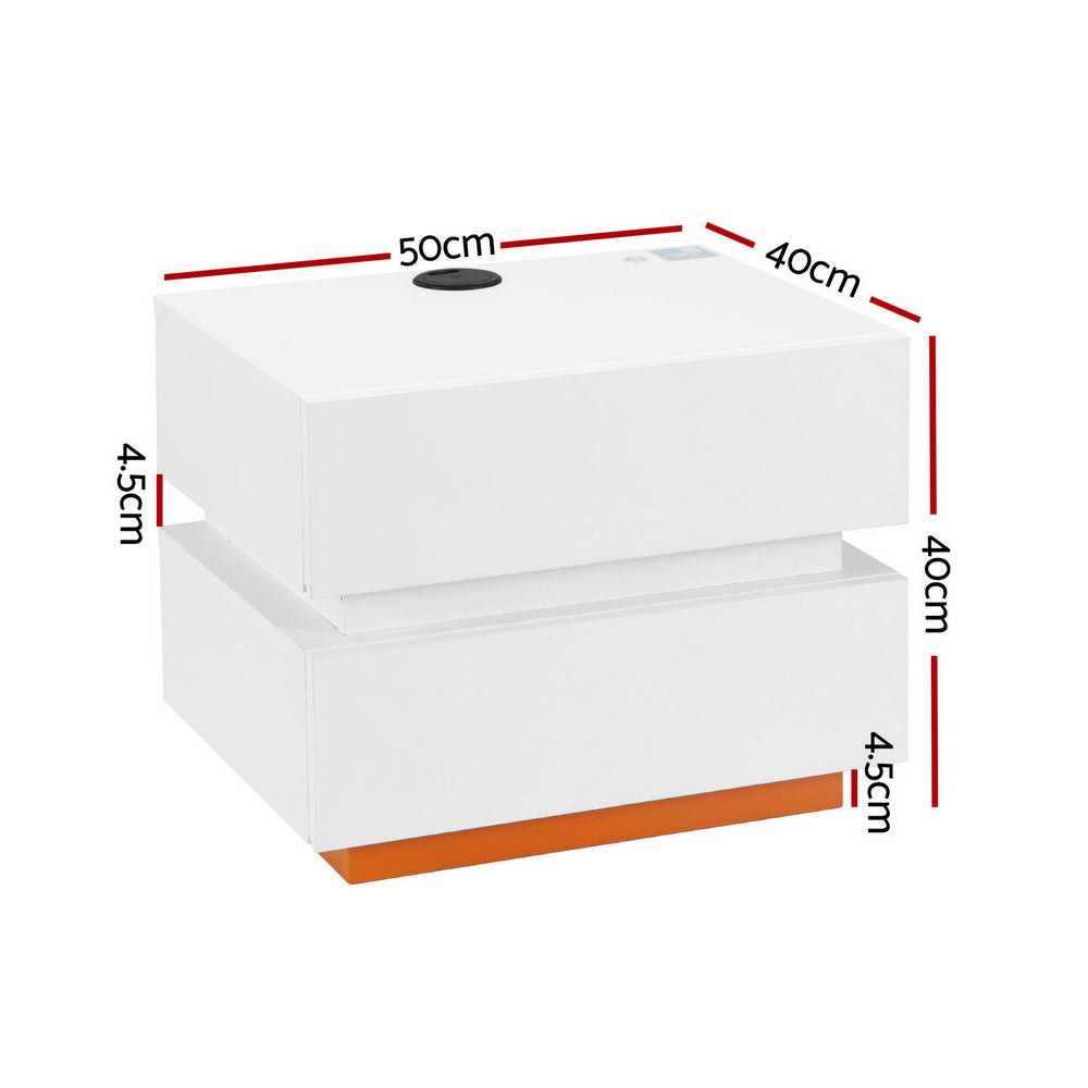 Artiss Smart Bedside Table LED Wireless Charging Ada FURNI-C-BS-LED-01-WH