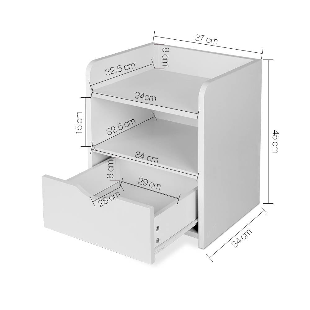 Artiss Bedside Table 1 Drawer with Shelf - FARA White FURNI-C-BS-TOGO-WH
