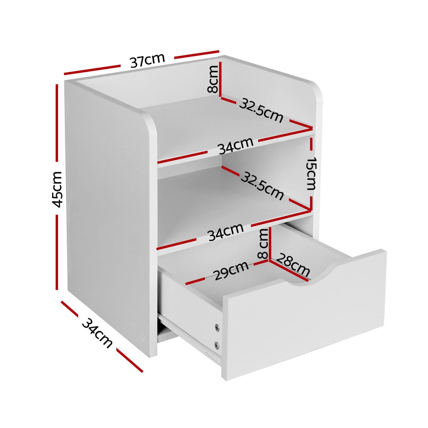 Artiss 2X Bedside Table 1 Drawer with Shelf - FARA White FURNI-C-BS-TOGO-WHX2