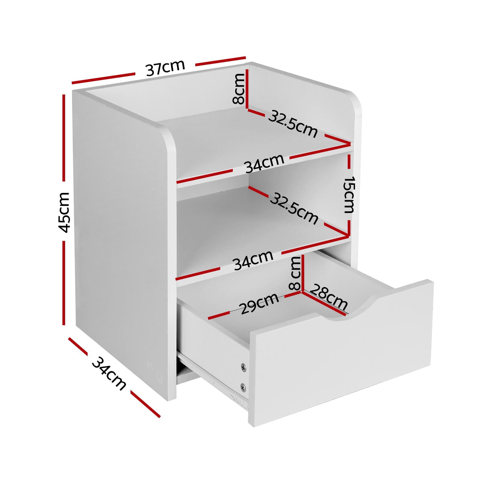Artiss 2X Bedside Table 1 Drawer with Shelf - FARA White FURNI-C-BS-TOGO-WHX2