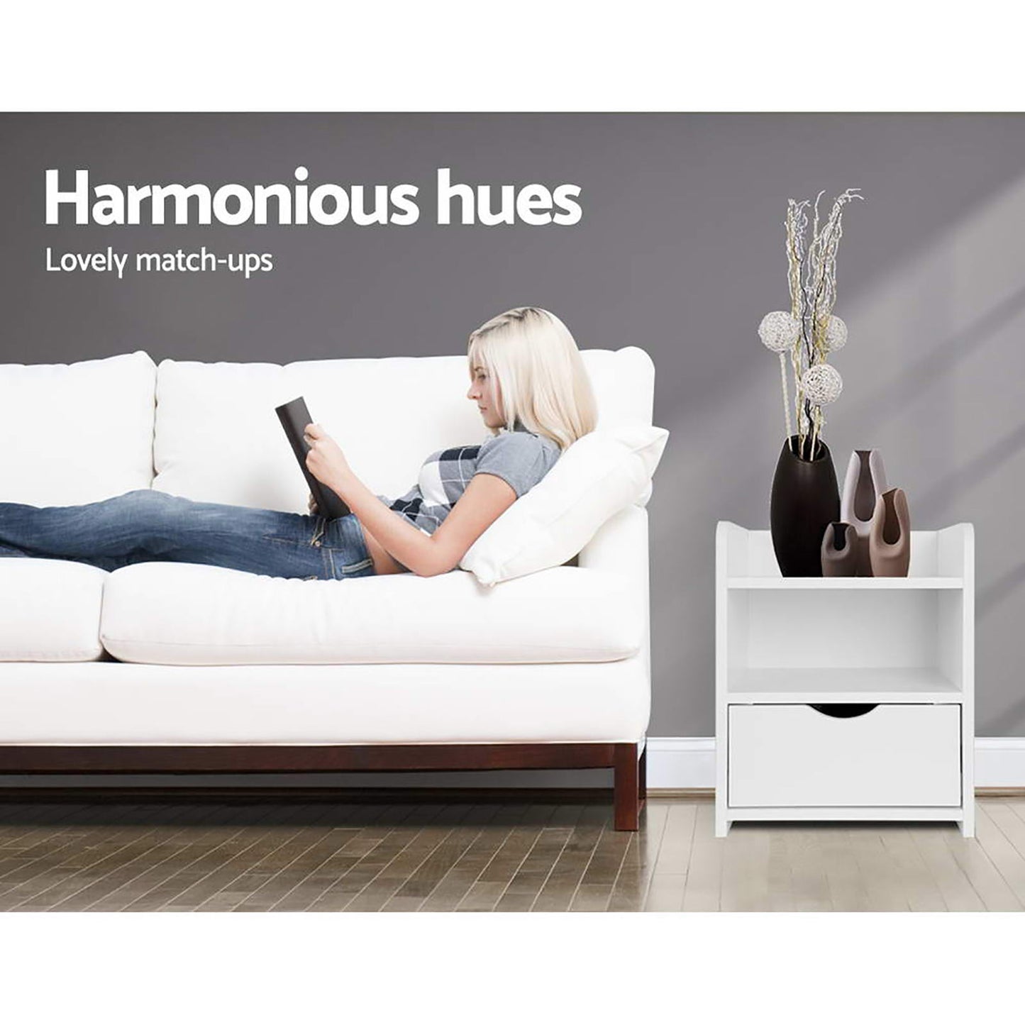 Artiss 2X Bedside Table 1 Drawer with Shelf - FARA White FURNI-C-BS-TOGO-WHX2