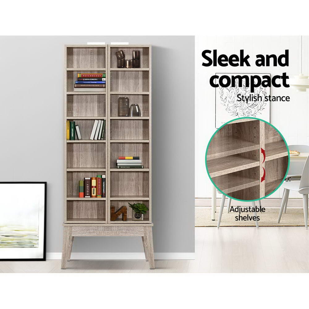 Artiss Bookshelf CD Storage Rack - BERG Oak FURNI-C-CD-NEW02-WD-AB