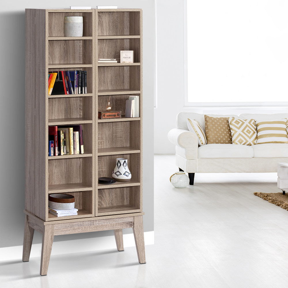 Artiss Bookshelf CD Storage Rack - BERG Oak FURNI-C-CD-NEW02-WD-AB