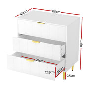 Artiss 3 Chest of Drawers Lowboy Cabinet White FURNI-C-CDR-03-WH-AB