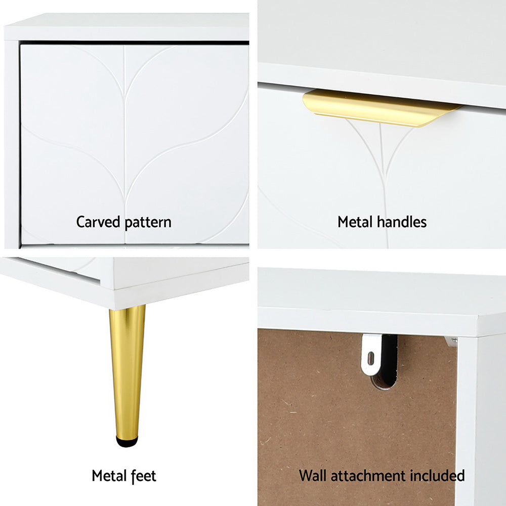 Artiss 3 Chest of Drawers Lowboy Cabinet White FURNI-C-CDR-03-WH-AB