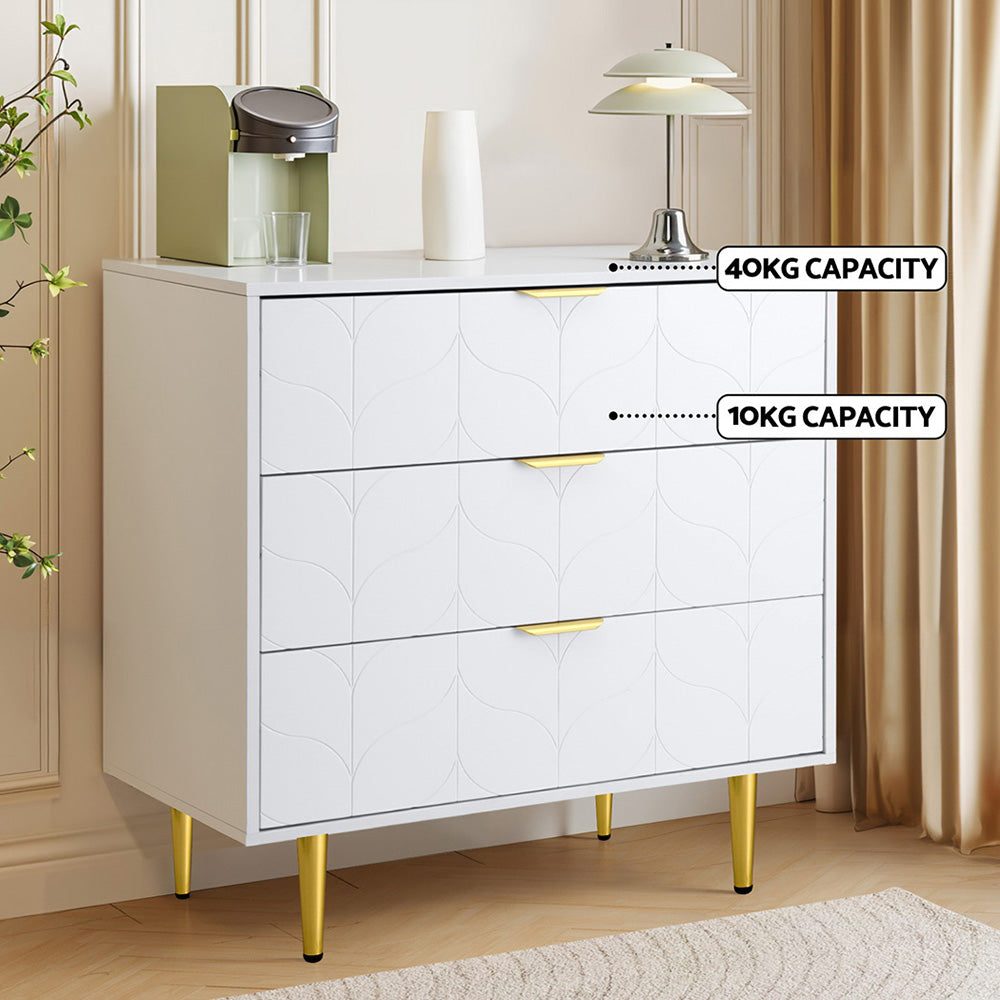 Artiss 3 Chest of Drawers Lowboy Cabinet White FURNI-C-CDR-03-WH-AB