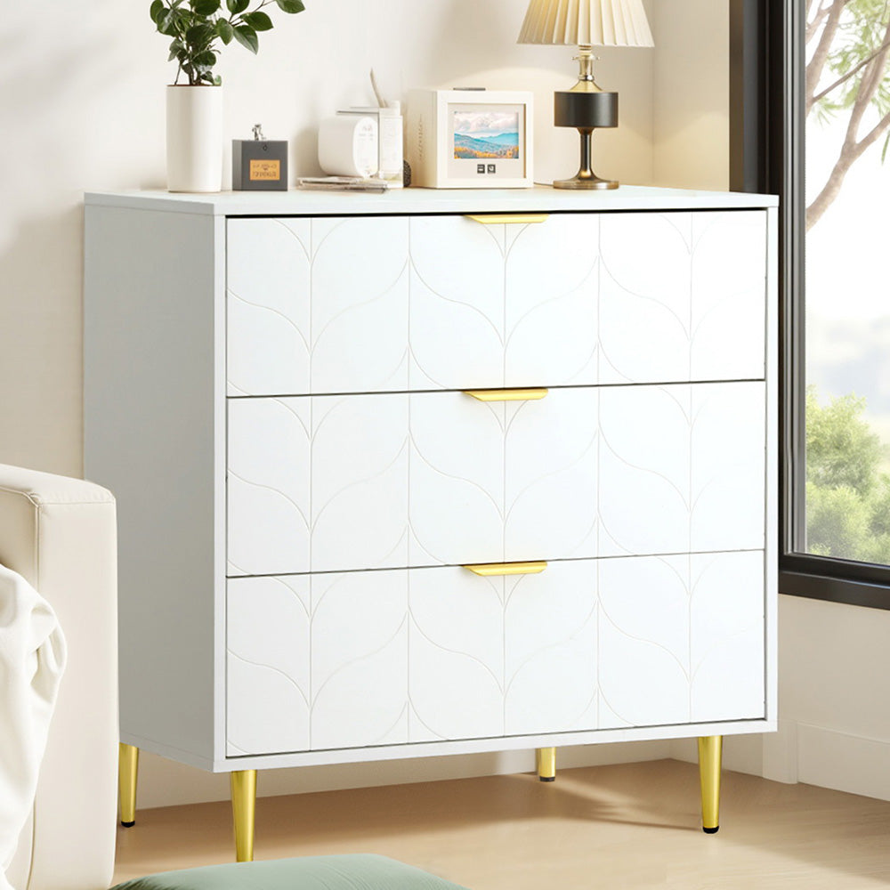 Artiss 3 Chest of Drawers Lowboy Cabinet White FURNI-C-CDR-03-WH-AB