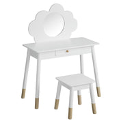 Keezi Kids Dressing Table Chair Set Vanity Makeup Wooden Leg Mirror Drawer FURNI-C-CLOUD-KDT-WH