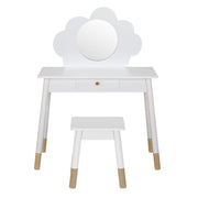 Keezi Kids Dressing Table Chair Set Vanity Makeup Wooden Leg Mirror Drawer FURNI-C-CLOUD-KDT-WH