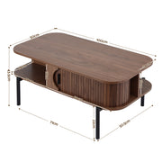 Artiss Coffee Table Living Room Center Table Shelf Cabinet Walnut FURNI-C-COF-01-WAL