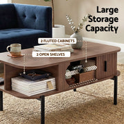Artiss Coffee Table Living Room Center Table Shelf Cabinet Walnut FURNI-C-COF-01-WAL