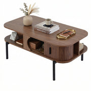 Artiss Coffee Table Living Room Center Table Shelf Cabinet Walnut FURNI-C-COF-01-WAL