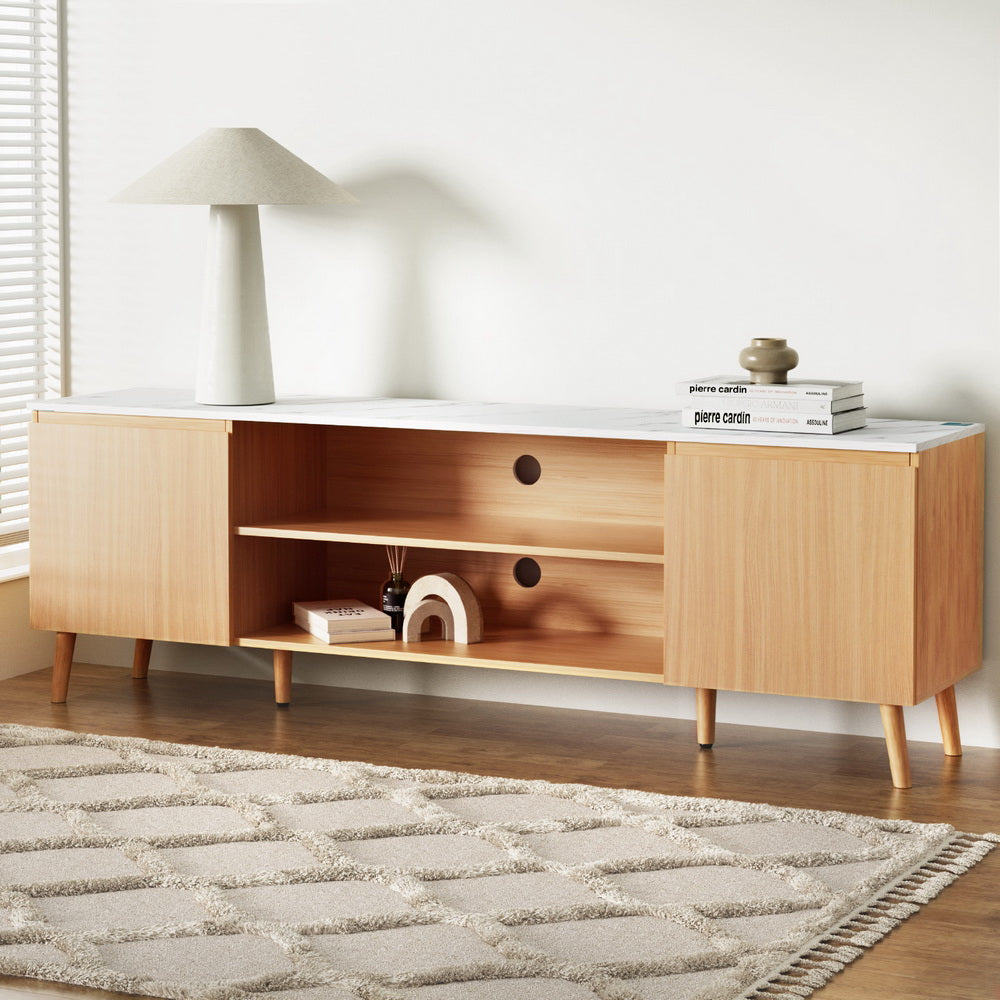 Artiss TV Cabinet Entertainment Unit Stand 180CM Pine White FURNI-C-CT04-TV180-WDWH-AB