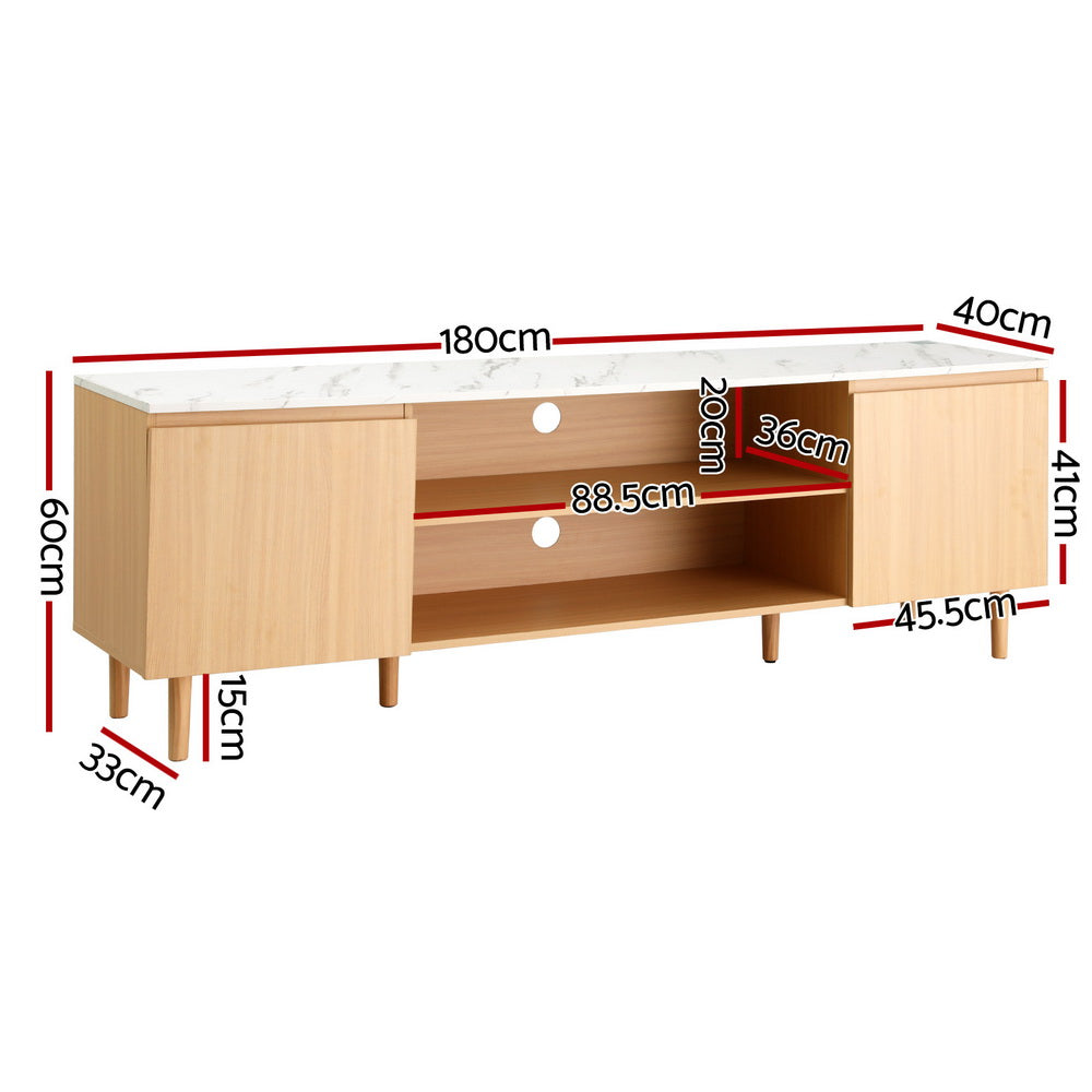 Artiss TV Cabinet Entertainment Unit Stand 180CM Pine White FURNI-C-CT04-TV180-WDWH-AB