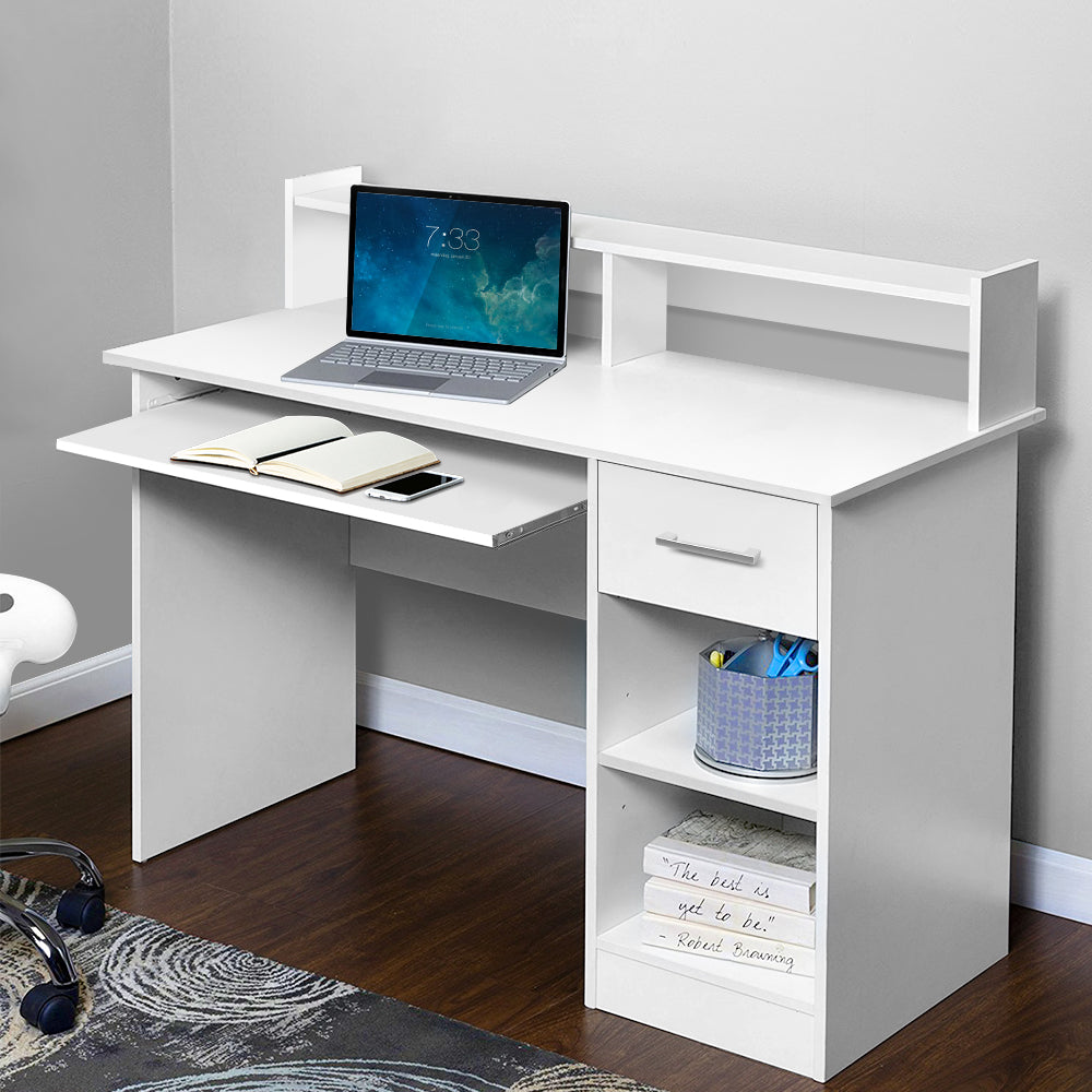 Artiss Computer Desk Shelf Drawer Cabinet White 100CM FURNI-C-DESK-JUNI-WH-AB