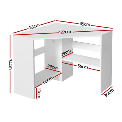 Artiss Corner Computer Desk Shelves CPU Stand L-shape Home Office Workstation Desks FURNI-C-DESK-L-120WH