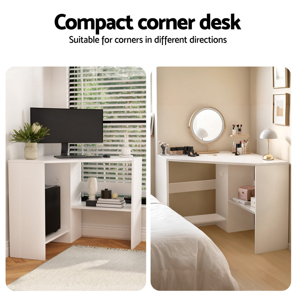 Artiss Corner Computer Desk Shelves CPU Stand L-shape Home Office Workstation Desks FURNI-C-DESK-L-120WH