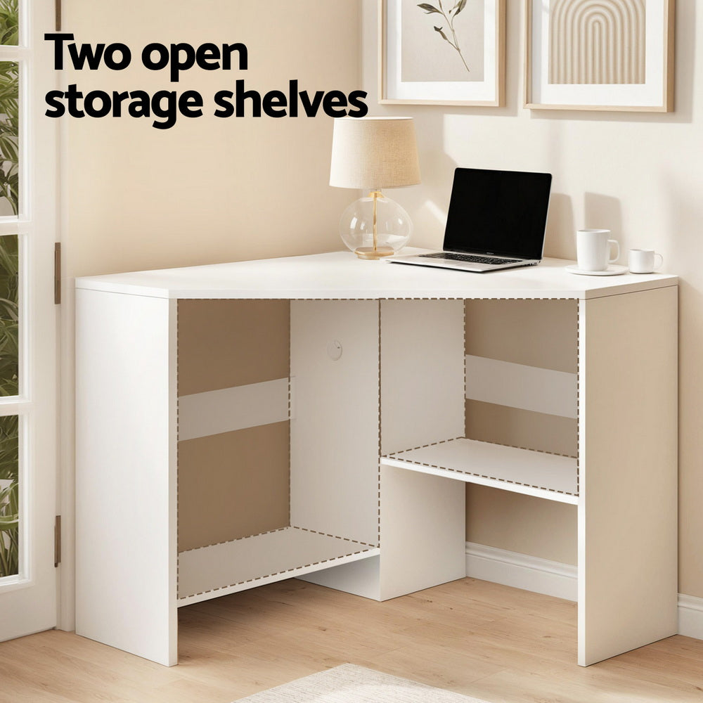 Artiss Corner Computer Desk Shelves CPU Stand L-shape Home Office Workstation Desks FURNI-C-DESK-L-120WH