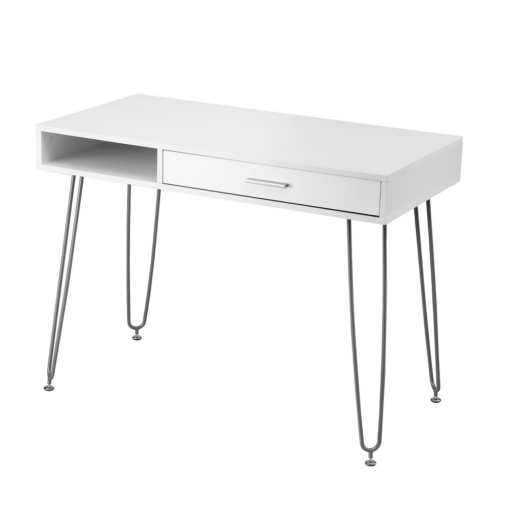 Artiss Computer Desk Drawer Cabinet Home Office Desks Workstation 100cm White FURNI-C-DESK-MET-100WH