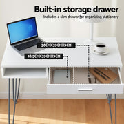 Artiss Computer Desk Drawer Cabinet Home Office Desks Workstation 100cm White FURNI-C-DESK-MET-100WH