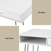 Artiss Computer Desk Drawer Cabinet Home Office Desks Workstation 100cm White FURNI-C-DESK-MET-100WH