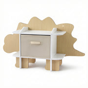 Keezi Dinosaur Kids Bookshelf 2-Tier Children's Bookcase Wooden with with Fabric Drawer, Toddler Bookshelf FURNI-C-DNS-GN