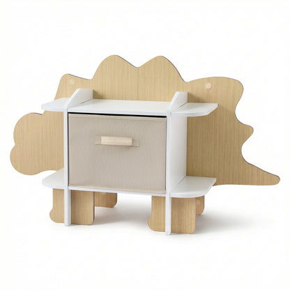 Keezi Dinosaur Kids Bookshelf 2-Tier Children's Bookcase Wooden with with Fabric Drawer, Toddler Bookshelf FURNI-C-DNS-GN