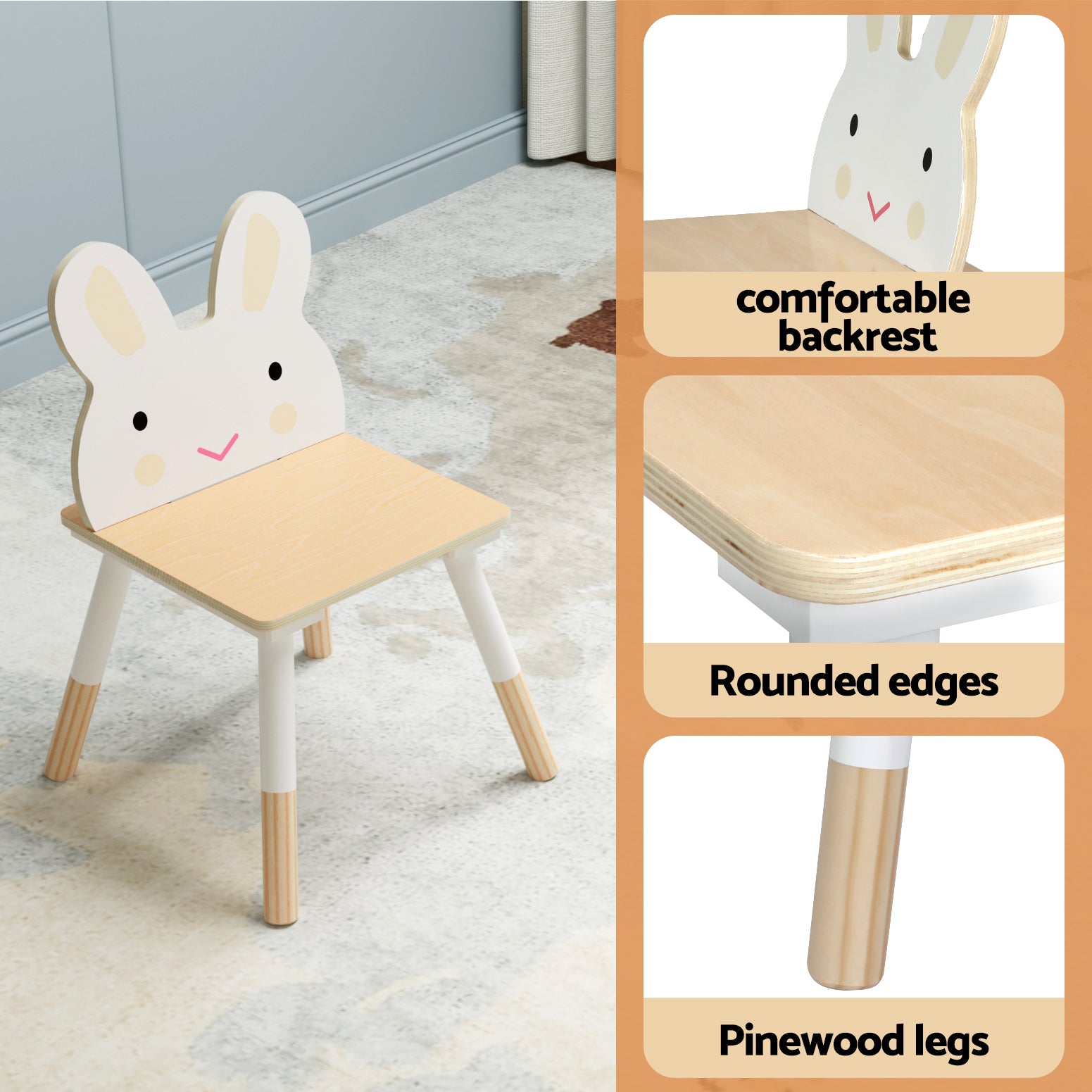 Keezi 3PCS Kids Table and Chairs Set Activity Desk Chalkboard Toy Hidden Storage FURNI-C-KTC-STORAGE-NT